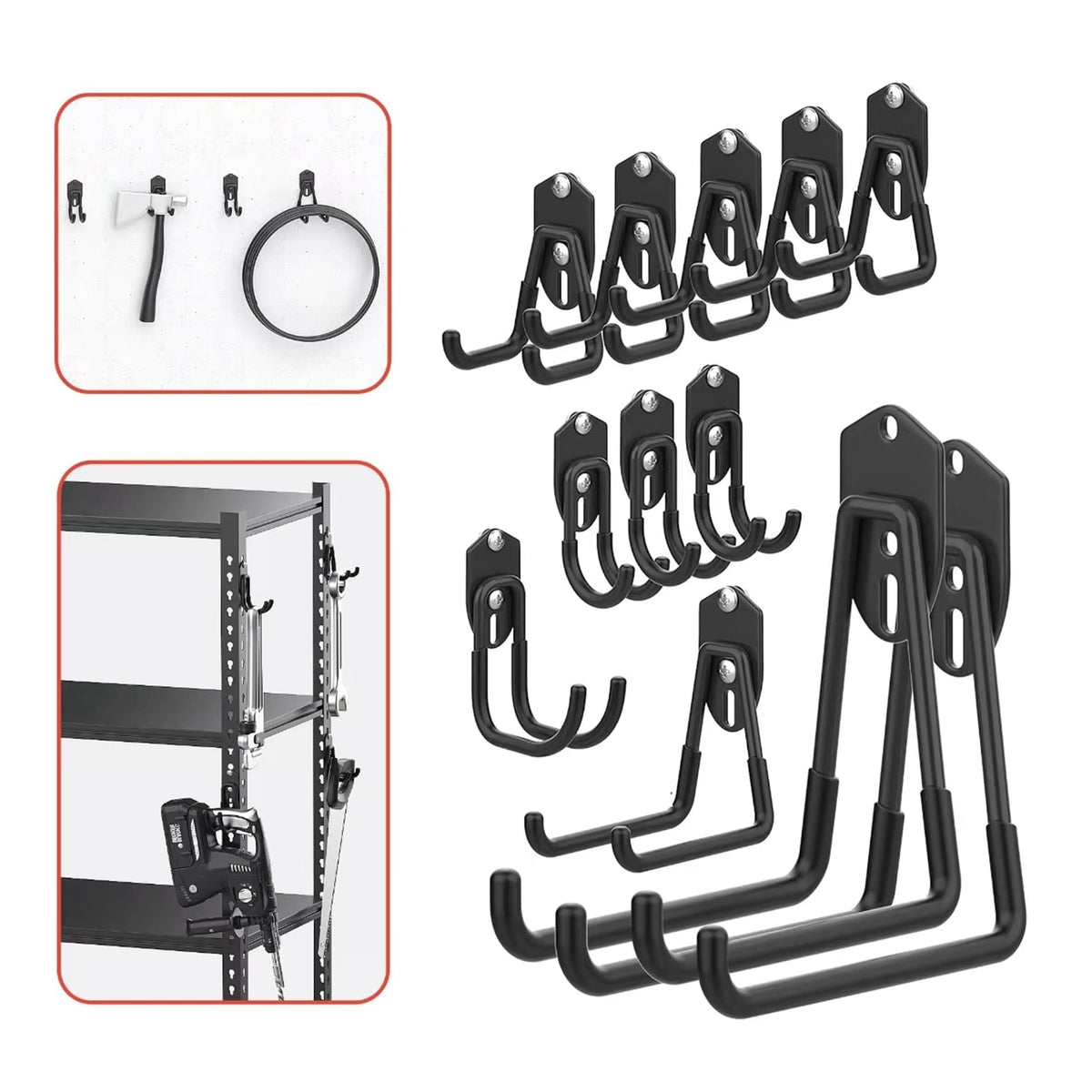 WALMANN Garage Storage Hooks, Wall Mount Utility Hooks for Tools - Image 1