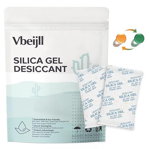 20 Gram (80 Pack) Color-Indicating Silica Gel Packets, Premium Food Grade Desiccant - Rechargeable Moisture Absorbers for Food Storage, Electronics, 3D Filament & Safes