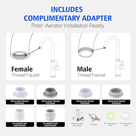 sumerain Lead-Reducing Water Filter for Sink Faucet, Vertical Faucet Mount Water Filtration System, Reduces 99% Chlorine & Heavy Metals-No Tools Installation