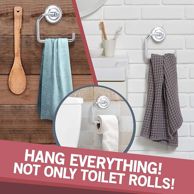 Jack N’ Drill 1-Pack Toilet Paper Holder with Free Towel Hook, European Style Wall-Mounted Toilet Paper Bathroom Organizer and Storage in Chrome Finish for your Home, Bathroom & Office (2 Pack Chrome)