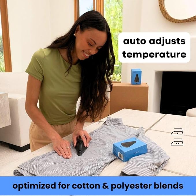RiddiaPress Cordless Mini Travel Iron, Rechargeable, Battery Operated, Dual Voltage 110/240, Portable Mini Iron for Clothes, USB-C