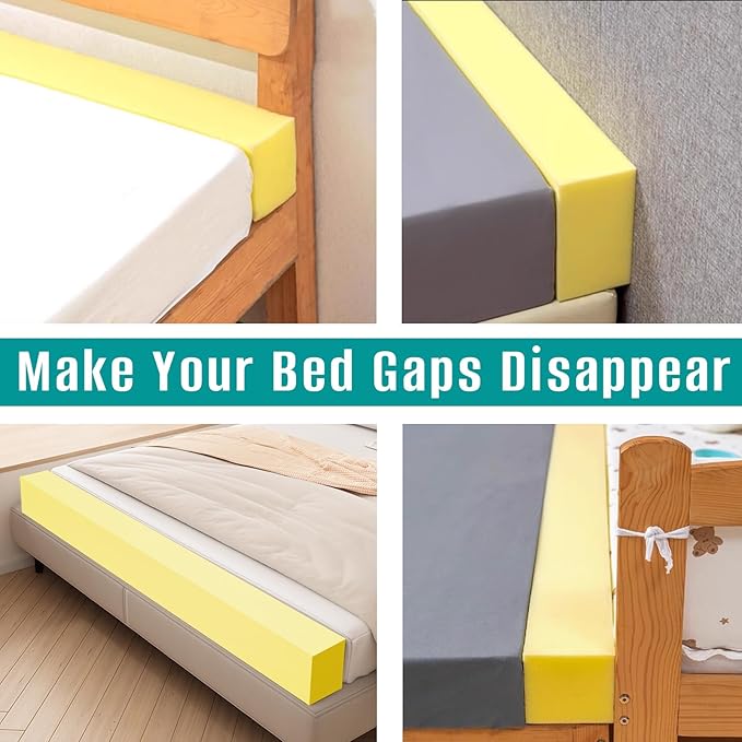 Bed Gap Filler, High Density Foam Mattress Extender for Headboard/Wall Gaps,2-Meter Extra Long Cut-to-Fit Yellow Foam Sponge Strip (78''x8''x5'')