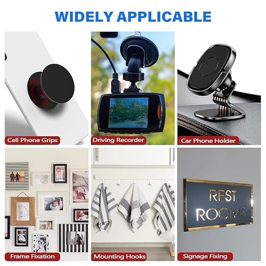 Round Adhesive Sticky Pads, 2.2 in Heat Resistant Double-Sided Adhesive Pads, Double Sided Tape Heavy Duty for Dash Cam with Adhesion Promoter