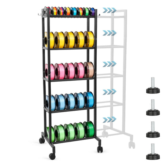 IRONWALLS 3D Printer Filament Rack with Wheel, 5 Tier, 51" Tall - Image 1
