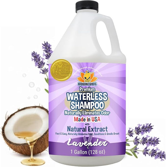 Bodhi Dog Waterless Shampoo - Natural Dry Shampoo for Dogs & Cats - Neutralizes Pet Odor - No Rinse Required - Made of Natural Extracts - Safe for Sensitive Skin - Made in USA - Lavender (1 Gallon)