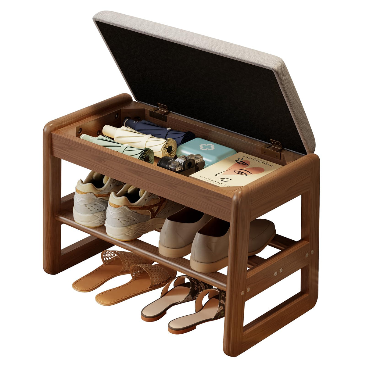 AQIMUELE Shoe Rack Bench,2 Tiers Shoe Bench with Sto | Home Organizati - Image 1