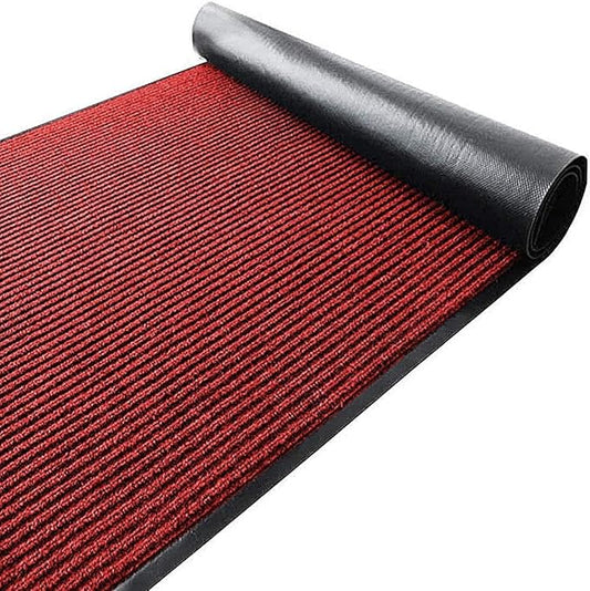 TANYOYO 3' X 10' Commercial Grade Door Floor Mat Brush Step Entrance Mat Vinyl Backed Utility Doormat Heavy Duty Floor Rugs Commercial Outdoor Carpet Indoor Outdoor Entrance Mat， red