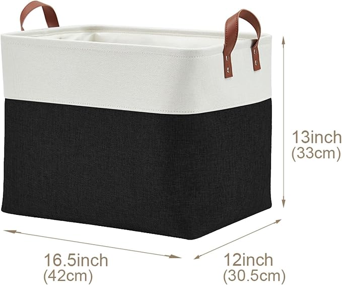 DECOMOMO Extra Large Storage Baskets, Fabric Storage Bins with Handles for Organizing Shelves, Toys, Nursery, Laundry (Black & White, 3pcs)