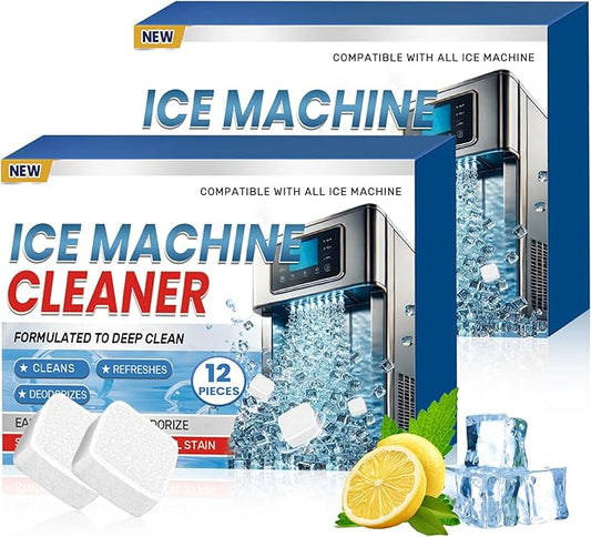Ice Machine Cleaner Maker Descaler, 12 Ice Maker Cleaner Tablets, Remove Hard Water Mineral Buildup Clean Tablets Ice Makers, Nickel Safe Scale Remover for All Ice Machines, 2 PCS