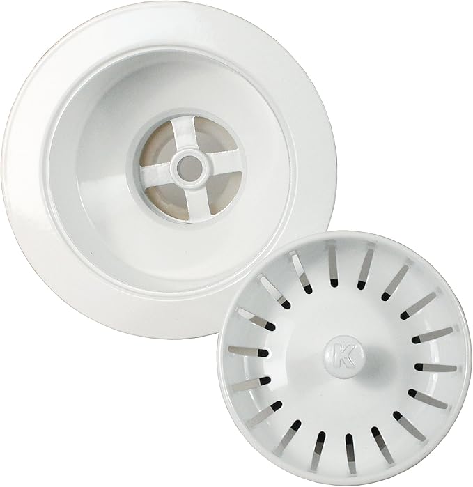 KEENEY K1439WH Deep Thread Cast Brass Kitchen Sink Strainer, 3.5-Inch Opening, White