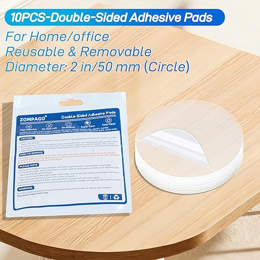 10PCS Heavy Duty Double Sided Adhesive Mounting Circle Tape- Waterproof,Strong Adhesion,Clear, High Strength,No Residue Removability for Hanging,Wall Mounting, Home Decor,Adhesive for Shower