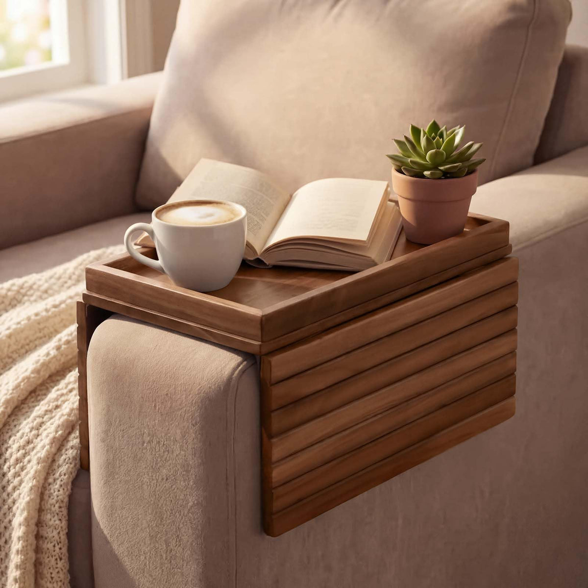 Sofa Arm Tray, Fits 6.5"+ Couch Armrest - Image 1