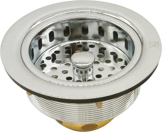 Westbrass A214-05 3-1/2" Post Style Large Kitchen Sink Basket Strainer, Polished Nickel