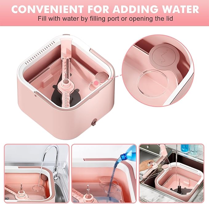 Upgraded Spin Mop and Bucket System Set, Self Separate Clean and Dirty Water, Foldable Square Standing Mop Head with Microfiber Mop Pads, Detachable Bucket (Pink, Mop Set with 2PC Pads)