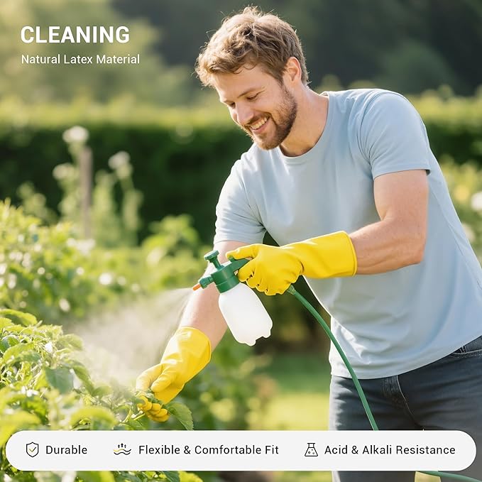 6 Pairs Rubber Cleaning Gloves,Reusable Dishwashing Gloves,Household Dish Gloves for Washing,Cleaning,Kitchen,Painting, Gardening, Pet Care,Extra Thickness,Non-Slip,13", 20 Mil, Heavy Duty, XL