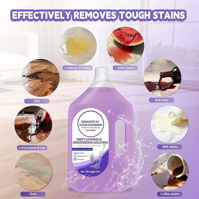 82 FL OZ/2.42 L Lavender Scent Floor Cleaning Solution Compatible with Tineco iFLOOR 2/3/5 & FLOOR ONE S3/S5/S6/S7 PRO, Floor Cleaner Refill for All Cordless Wet/Dry Vacuum & Robot Vacuums Mop