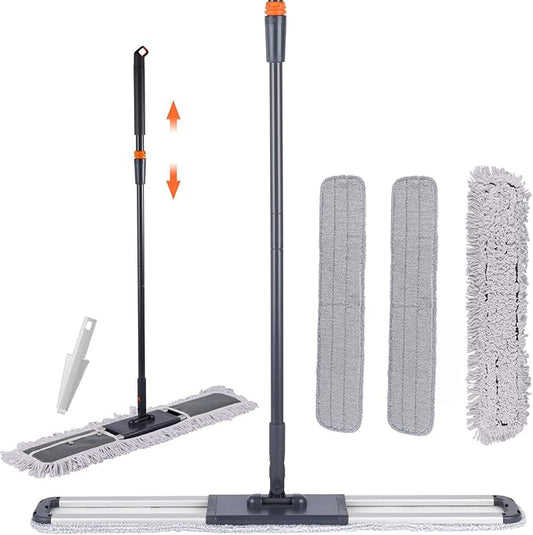 36" Large Wrestling mat mop Commercial Dust Mops for Floor Cleaning Push mop with Adjustable Handle for Company Hotel Household Cleaning Supplies