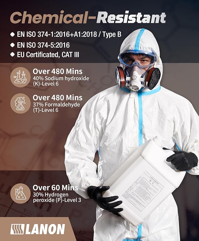 LANON Protection Heavy Duty Black Nitrile Gloves, Food Safe, Latex Free, Powder Free, Mechanic, Fully-Diamond Textured Grip Industrial Disposable Gloves, 8mil, Small