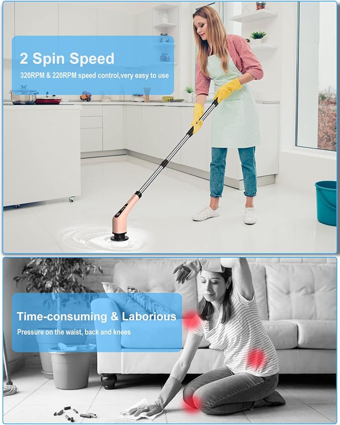 Leebein ANS-8050 Electric Spin Scrubber + Extra 7PCS Replacement Brush Heads