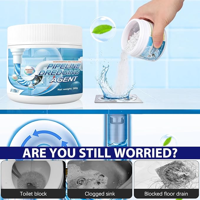 2Pcs Powerful Drain Opener, Pipeline Dredging Agent, New Sink Drain Cleaner, Wild Tornado Pipe Dredge, Upgrade Pipes Cleaning Tool for Kitchen & Bathroom Quick Cleaning, Fast Acting Toilet Unclogger