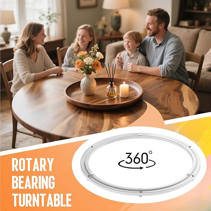 Heavy Duty Lazy Susan Turntable Bearing 20 Inch, 500lbs Capacity Rotating Swivel Plate for Round Table, Heavy Duty Swivel Base for Dining Room Kitchen