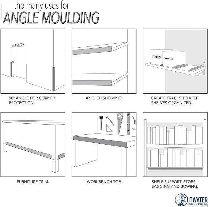 Outwater Plastics 519-CL 1/2 Inch X 7/16 Inch X 3/64 (.047) Inch Thick Clear Butyrate Clear Plastic Even Leg Angle Moulding 72 Inch Lengths (Pack of 18 Pieces, 108 feet Total)