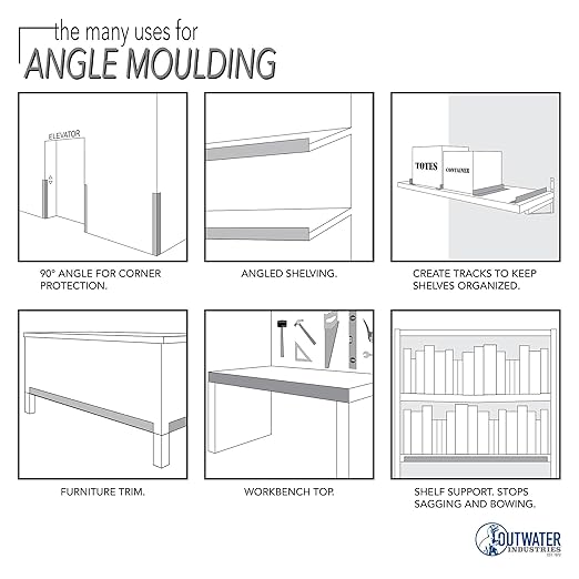 Outwater Plastics 1936-Bk Black 1 X 1 X 7/64 (.100) Inch Thick Styrene Plastic Even Leg Angle Moulding 46 Inch Lengths (Pack of 3)