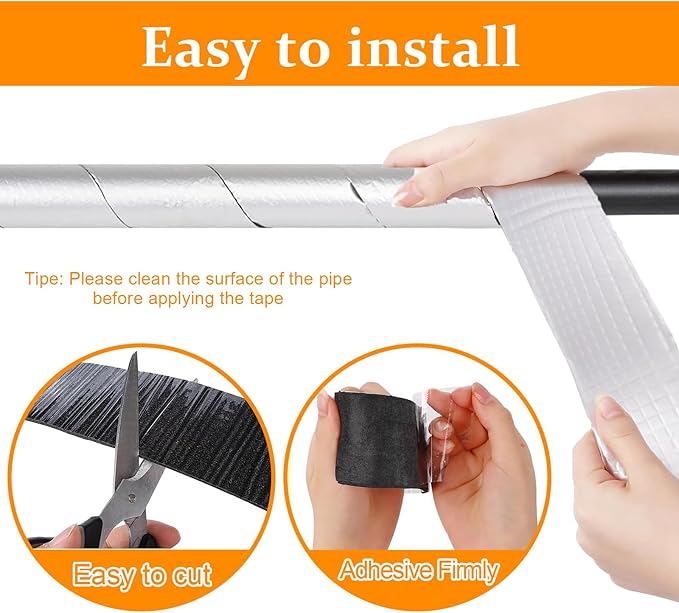 2 PCS 33ft Foam Insulation Tape Pipe Insulation Wrap, Waterproof Self Adhesive Winter Outdoor Freeze Protection Foil for Hot or Cold Pipes, 2 inch Wide