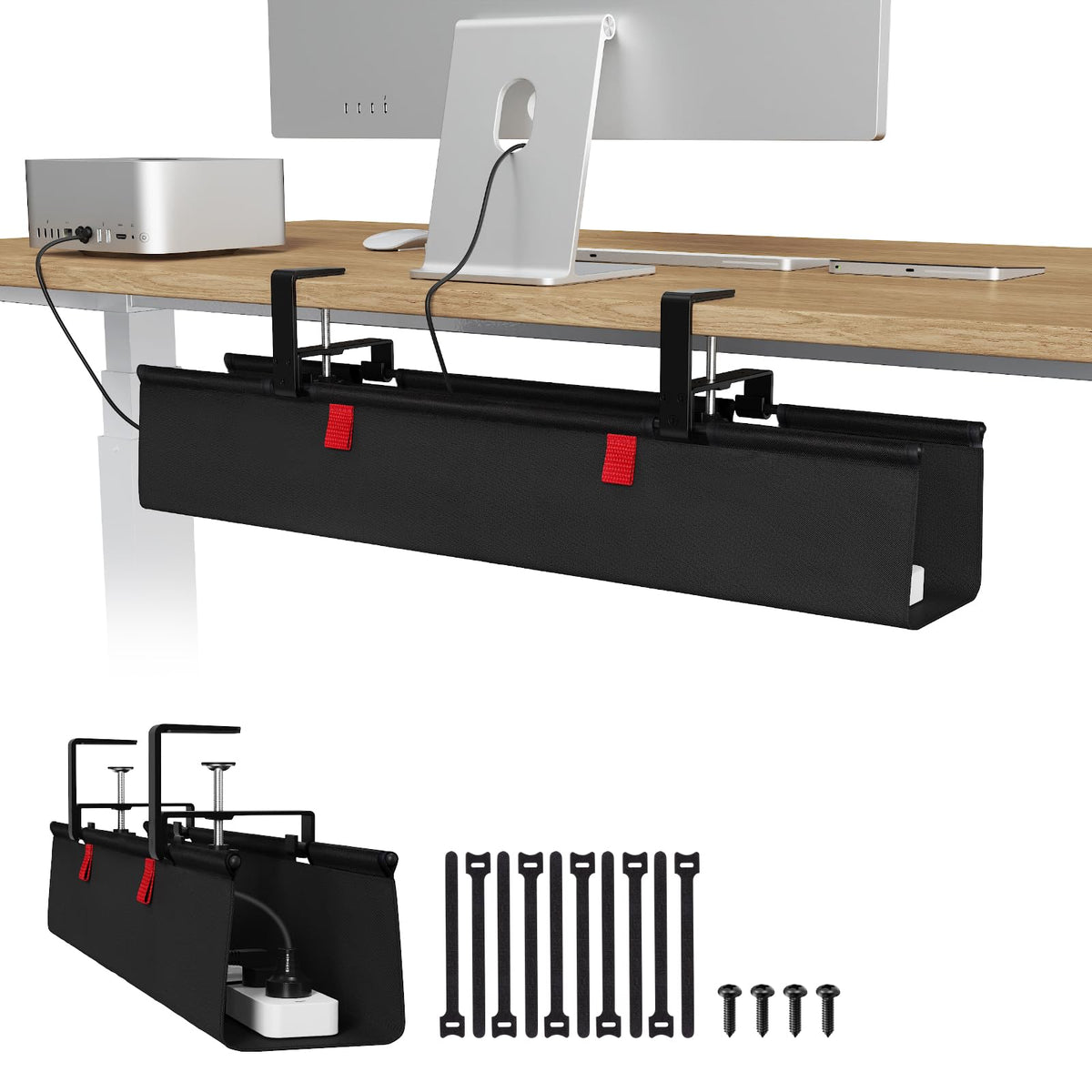 Univivi No Drill Under Desk Cable Management Tray, 28 inch - Image 1
