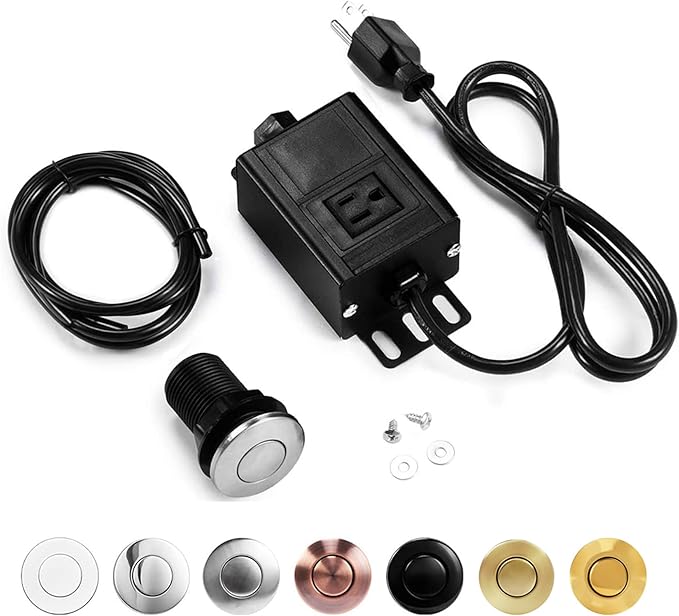 Sink Top Air Switch Kit Garbage Disposal Part by CLEESINK (SHORT/2.5", Brushed Nickel Stainless Steel)