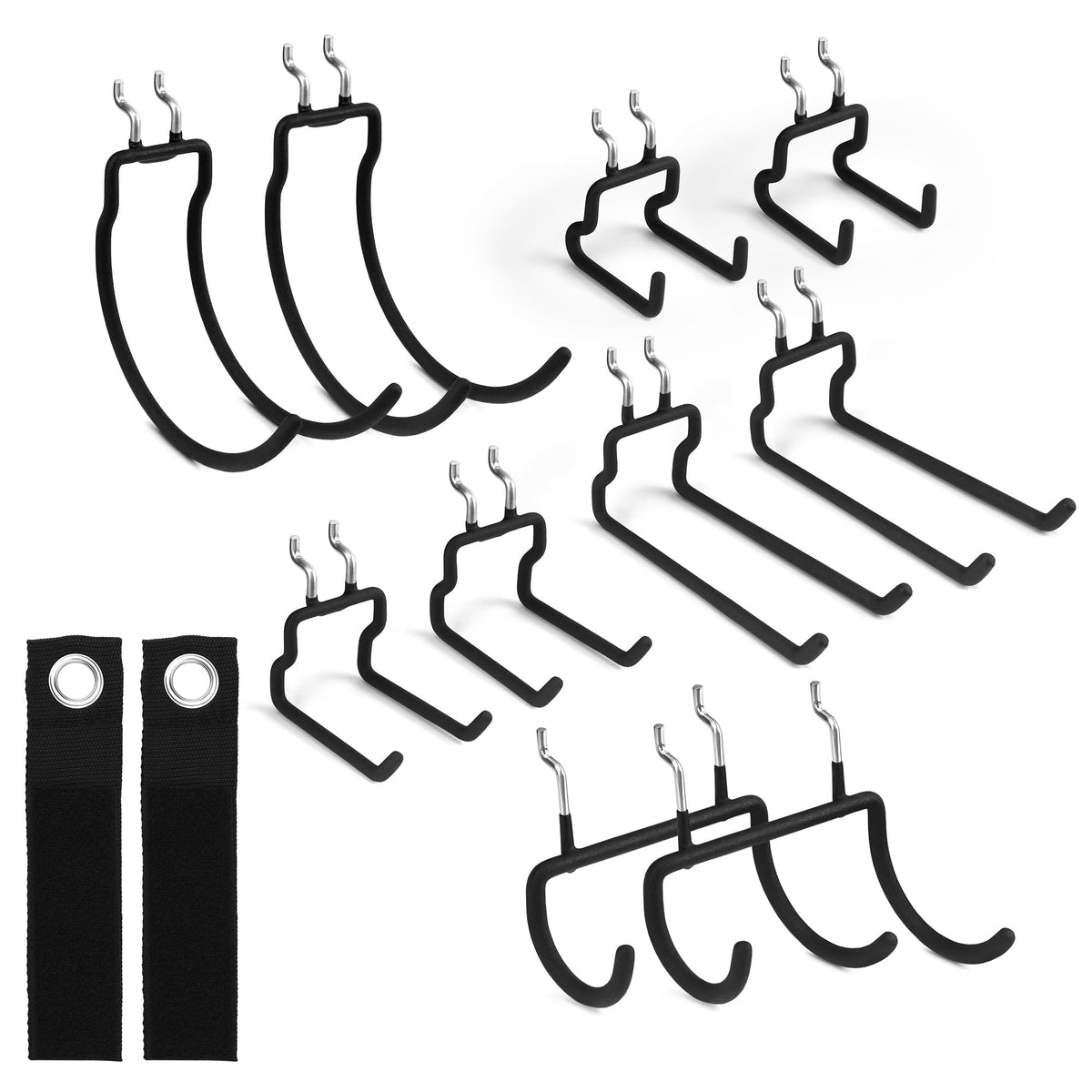 12-Piece Pegboard Hooks with Extension Straps, Heavy Duty - Image 1