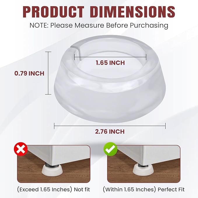 Anti Vibration Pads for Washing Machine and Dryer, Transparent PU Washer Vibration Pads with Anti-Vibration Feet, Rubber Vibration Pad Washing Machine Pads for Noise Reduction