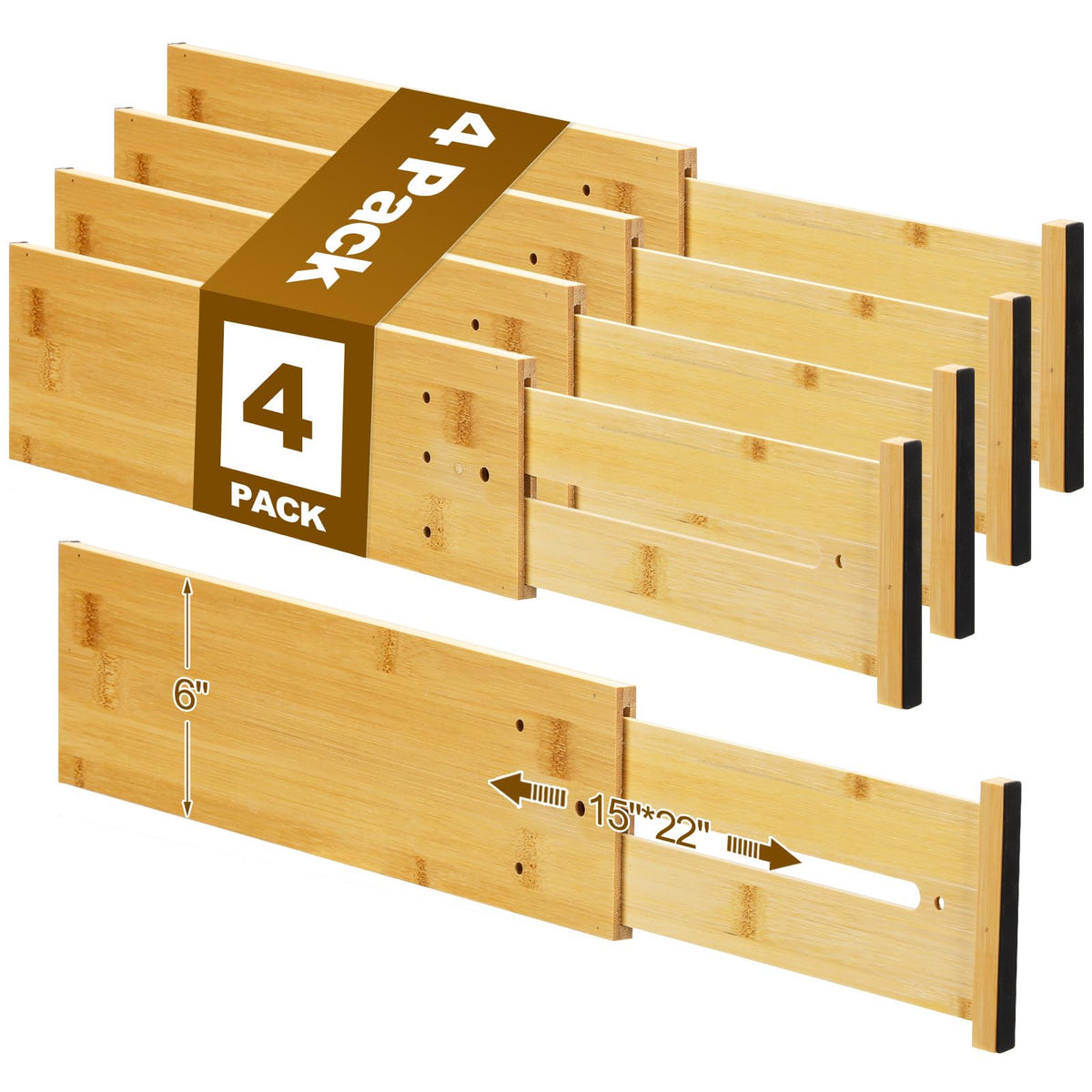 DoubleFill 4 Pcs 6 Inch High Drawer Dividers 15"-22" - Image 1