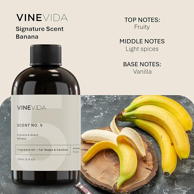 VINEVIDA [4oz] Banana Fragrance Oil for Candle & Soap Making - Made in USA Candle & Soap Scents