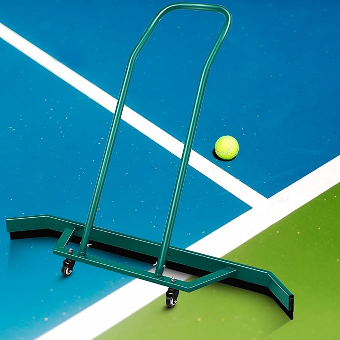 Leyndo Sport Tennis Court Squeegee 55.1x9.5x46.5 Inches Floor Squeegee Heavy Duty with Handle Aluminium Alloy, Green Wheel Commercial Water Remover Professional Accessories Squeegee Broom