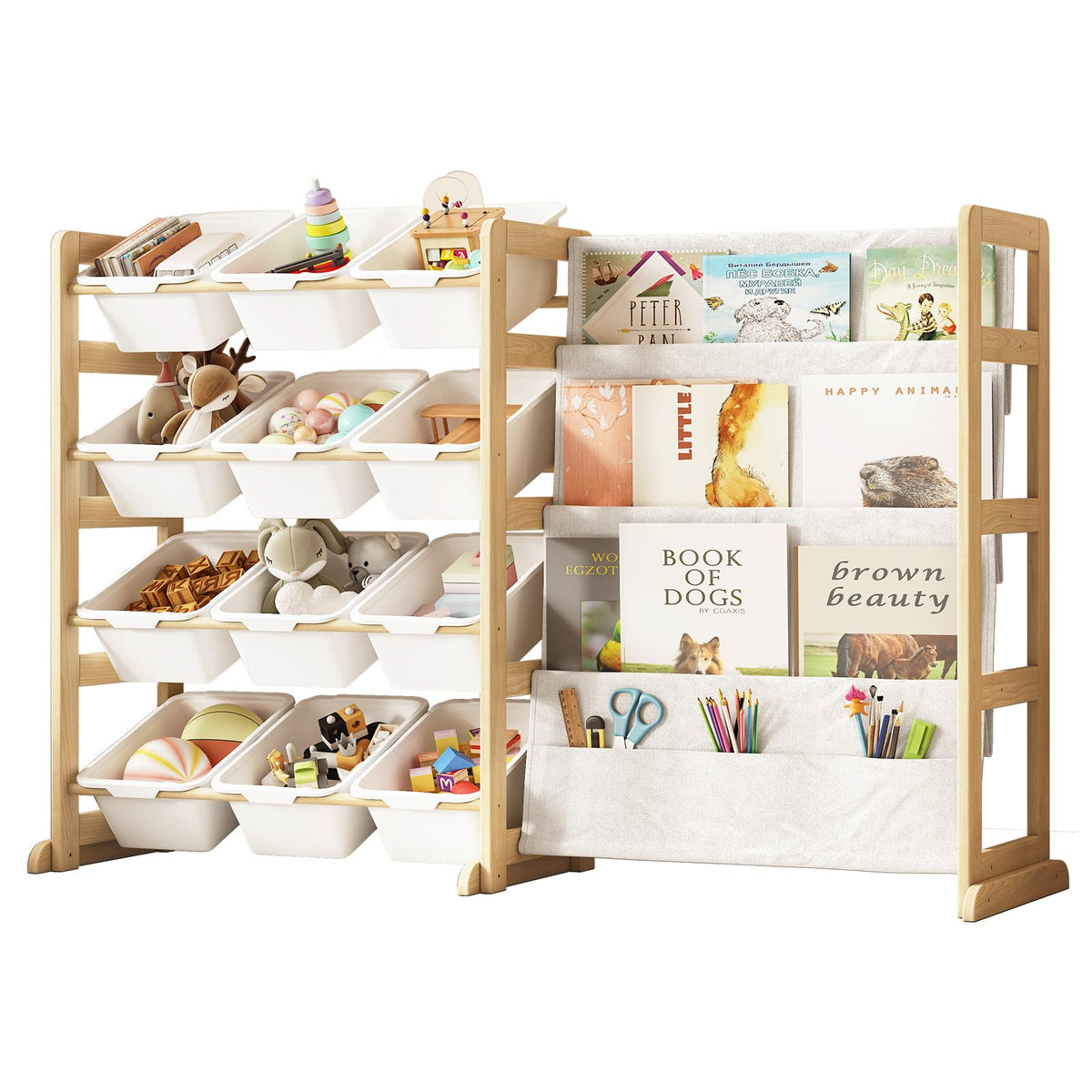 EXPERLAM Toy Storage Organizer with Bookshelf, Kids Toy Organizer - Image 1