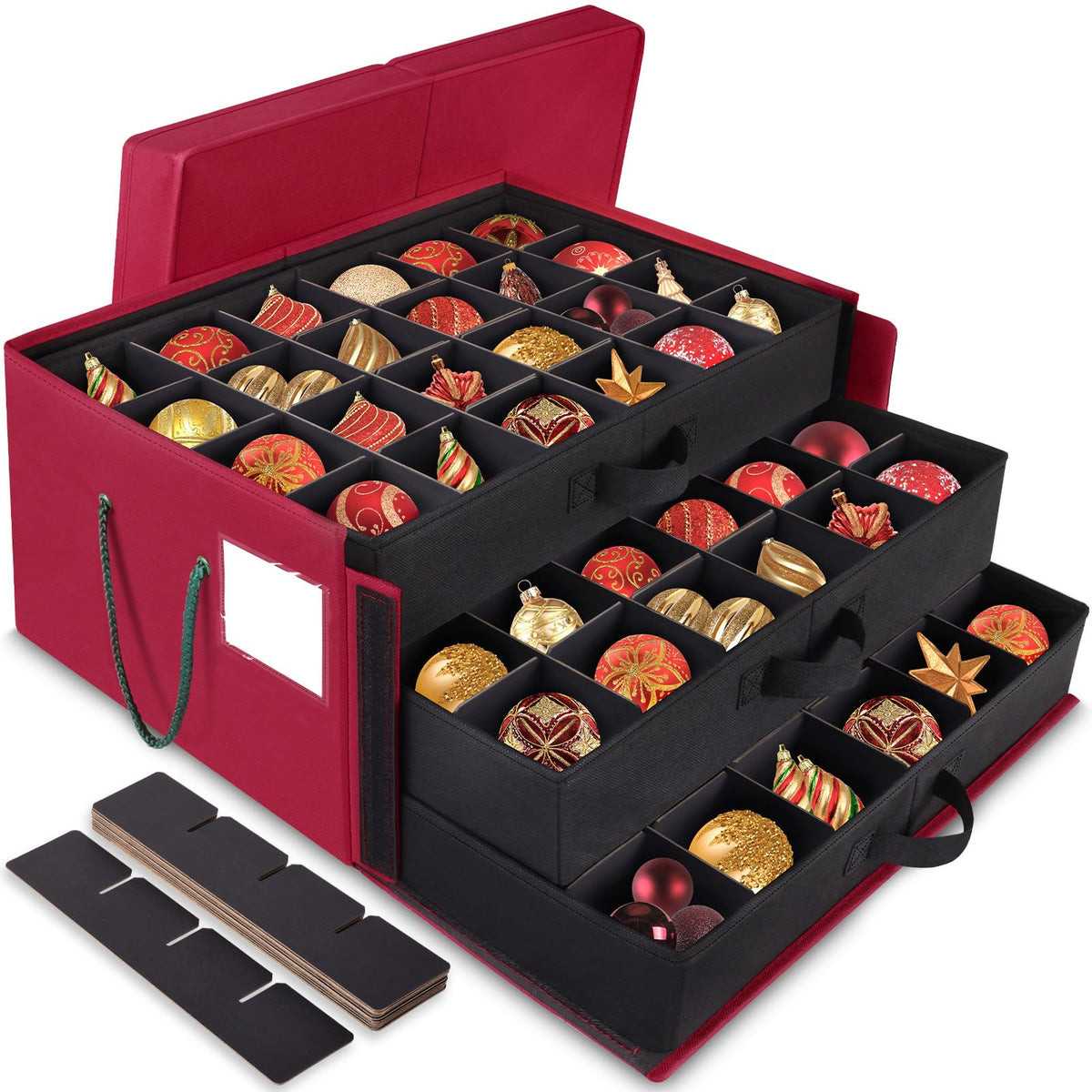 BlessedSeason Christmas Ornament Storage Box，Stackable 3 - Image 1