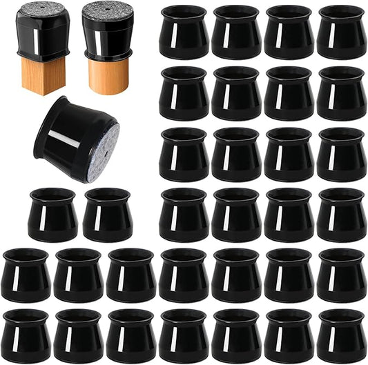 32 Pcs Chair Leg Protectors for Hardwood Floors, Silicone Felt Furniture Leg Cover Pad for Protecting Floors from Scratches and Noise, Smooth Moving, Large(Fit Round Diameter：1-5/16" to 2")