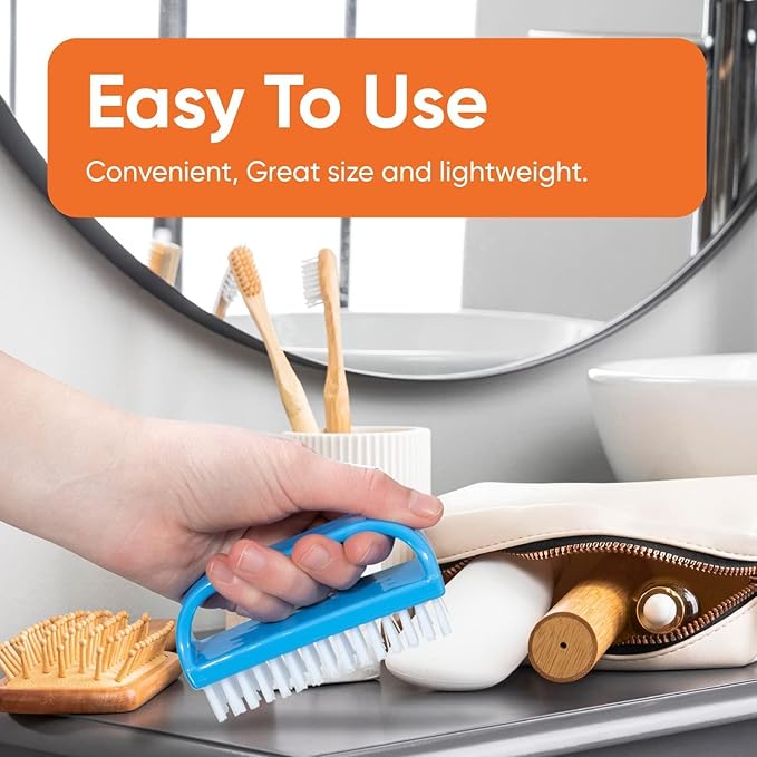 Superio Nail Scrubber Brush - All-Purpose Stiff Cleaning Brush for Fingernails, Toe, Foot & Hands - 24 Pack