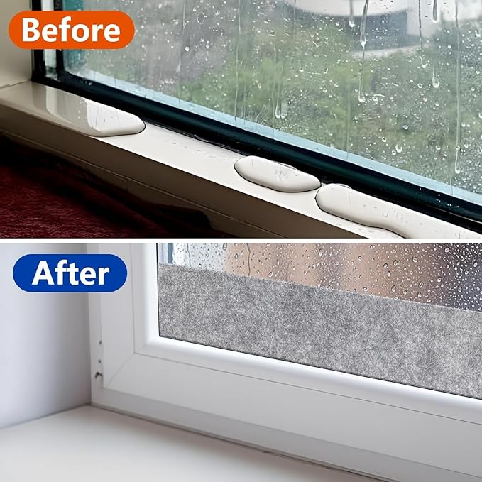 3 Roll 13.12Ft x 2Inch Window Condensation Prevention Absorber, 5mm Think Condensation Water Moisture Absorber Tape, Reusable Window Condensation Absorber Strips to Prevent Condensation