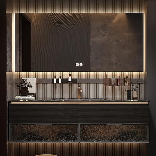 48in Luxury Bathroom Vanities - Bathroom Vanity with Sink, Wall-Mounted Storage with 2 Large Side Cabinets Intelligent Defogging & Led Lights | Multi-Layer Solid Wood