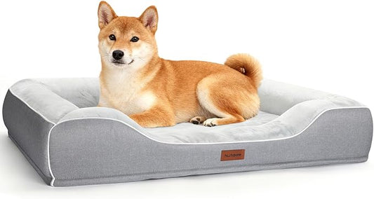 Cooling Dog Beds for Medium Large Dogs with Removable Washable Covers,Rectangle Orthopedic Sofa Bed with Cool Gel Memory Foam and Egg Crate Foam Waterproof fit Old Large Sized Pets