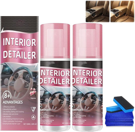 2PCS Polishing Cleaner Car Interior, 2026 Car Interior Cleaner Spray, 100ml Multi-Surface Car Interior Detailing Cleaner Suitable for Cleaning Rubber, Plastic, and Leather Surfaces Inside Vehicles