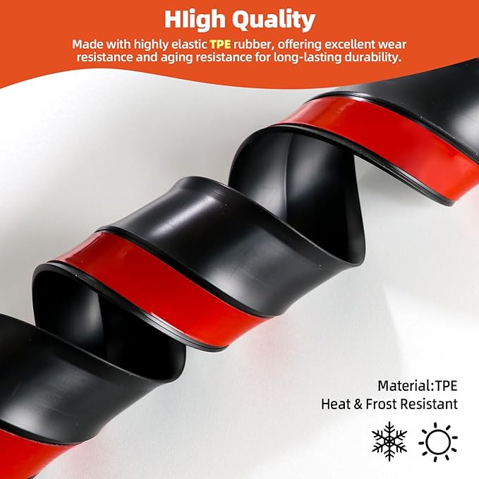 Garage Door Seal Top and Sides，20 FT Universal TPE Weather Stripping Garage Door Trim Seal Weatherproofing Garage Door Seals with Nails and Lids in Black