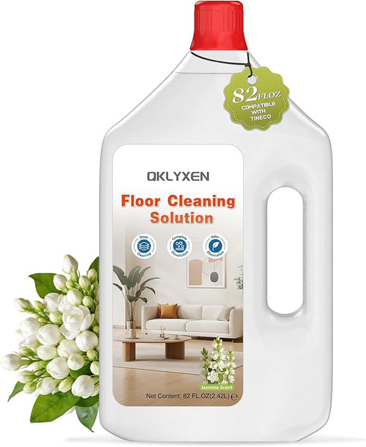 82FL OZ/2.42L Jasmine Scent Floor Cleaning Solution Compatible with Roborock (Q5/Q7/Q8/Q10/S7/S8/Saros 10R/F25/Qrevo Series), Floor Cleaner for All Robot Vacuums & Cordless Wet Dry Vacuum with Mopping