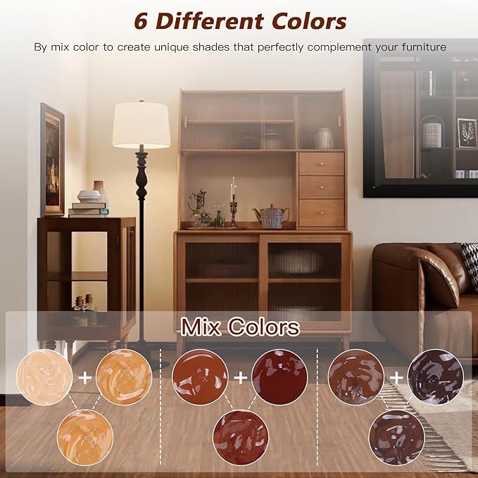 Wood Furniture Repair Kit - Wood Fillers, Putty with Wood Wax, Hardwood Laminate Repair Kit, Walnut Wood Scratch Repair Kit Restore Scratches, Cracks, Holes for Tables, Doors, Floors, Cabinet