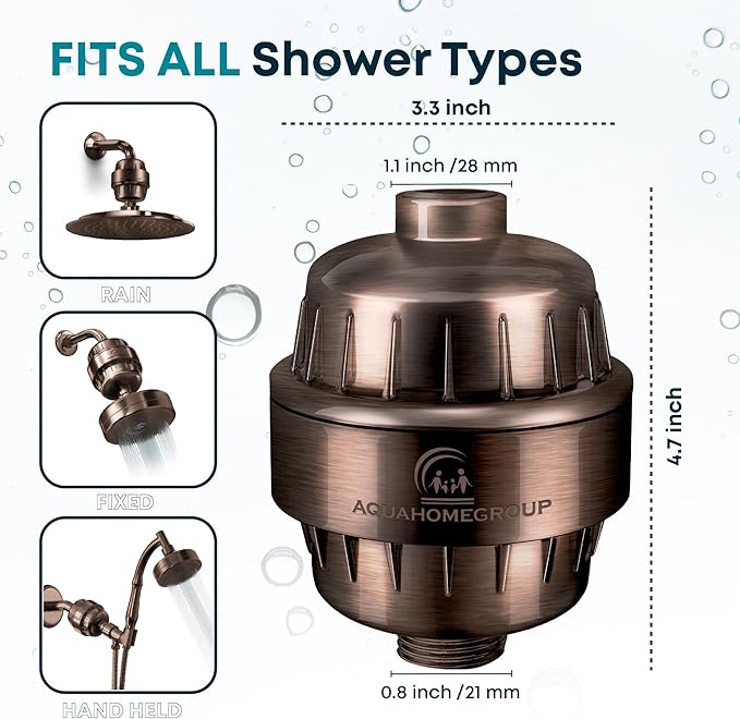 AquaHomeGroup 20 Stage Shower Filter with Vitamin C E - High Output Shower Water Filter to Remove Chlorine and Fluoride - 2 Cartridges Included -Consistent Water Flow Showerhead Filter