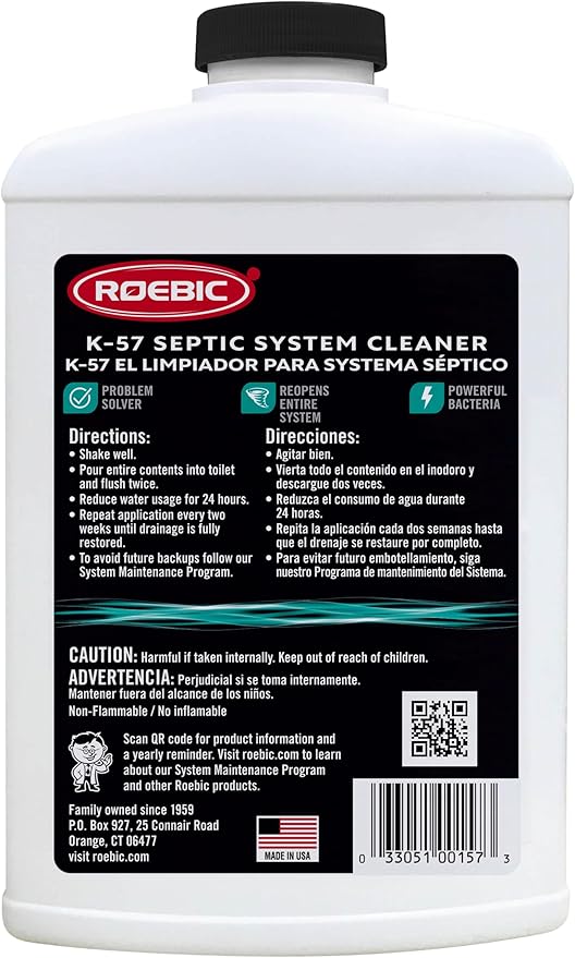 Roebic K-57-Q Septic System Cleaner: 32 Ounces, Cleans and Maintains Septic Systems for Optimal Performance (Pack of 2)