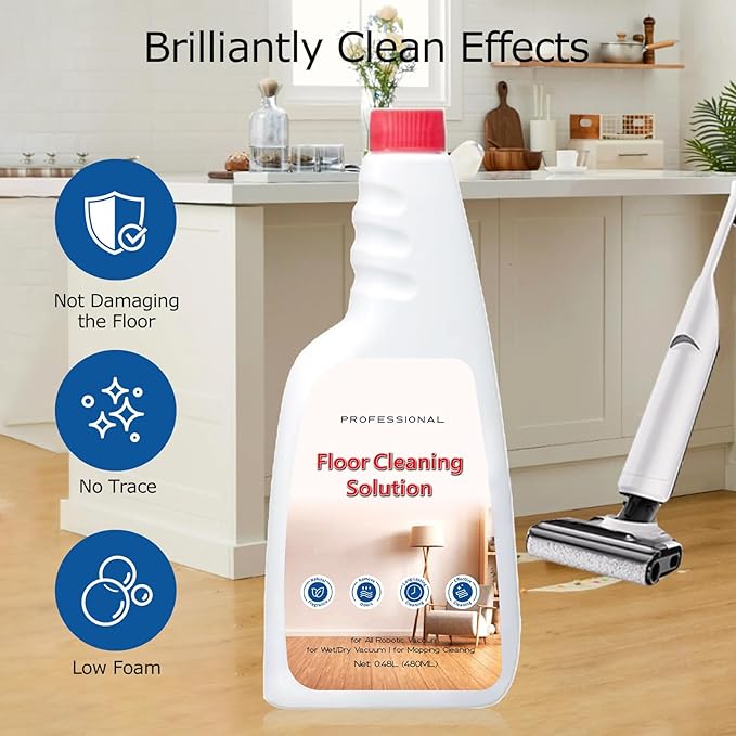 3 Pack Floor Solution for Roborock Floor Cleaning Solution Citrus Scented, Residue & Streak Free Deep Clean for Hardwood, Compatible with Roborock Saros 10/10R/Z70, Q7 Q8 Q10 S7 S8 Qrevo Series