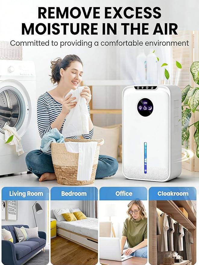 Dehumidifiers(88OZ) for Home Small Dehumidifier With Drain Hose Timer (8-12-24H) Ultra-Quiet with Sleep Mode Auto Shut Off for Bedroom Bathroom Basement Kitchen RV Closet（850.0Sq.ft)